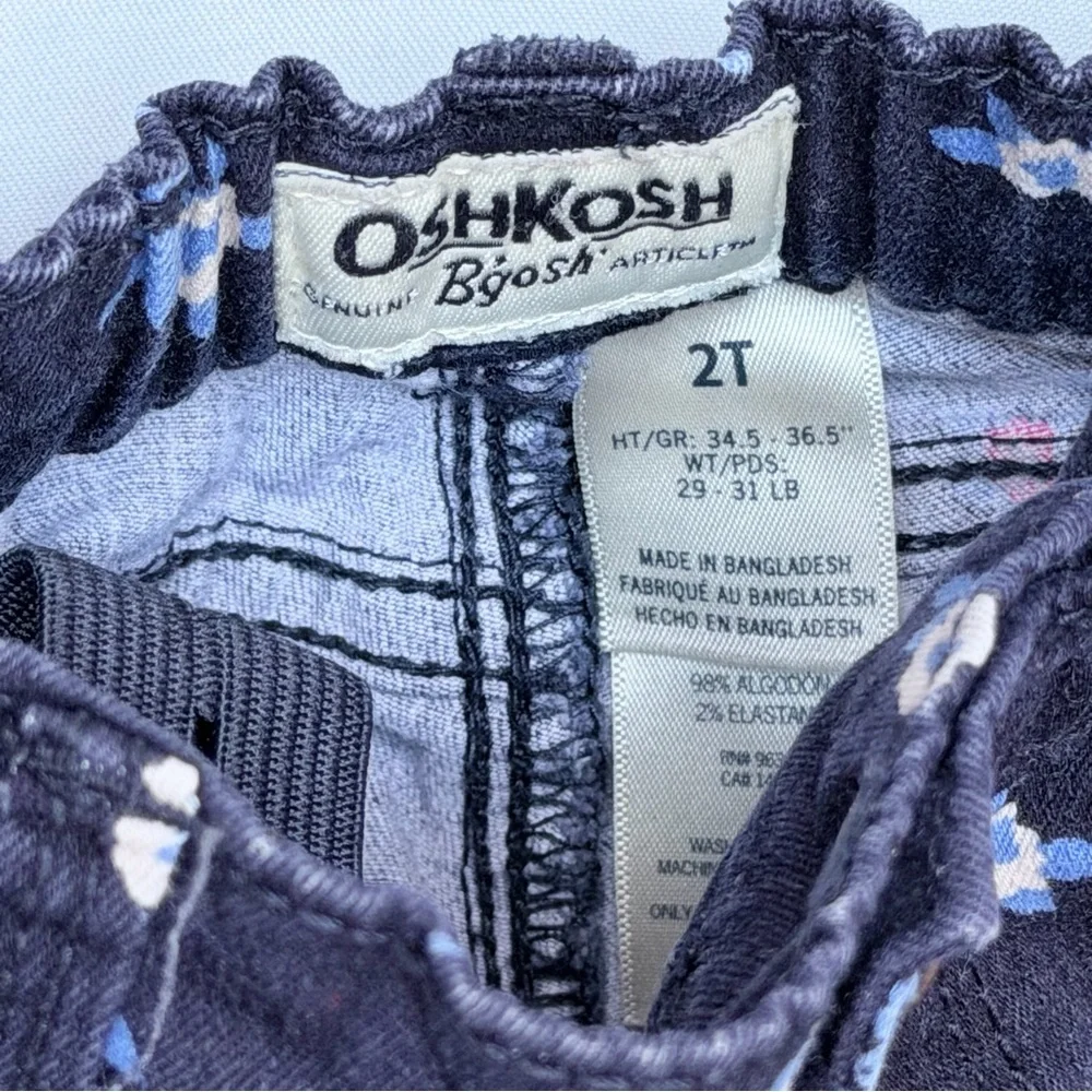 OshKosh B'gosh Girls' Floral Stretch Jeans - Navy & Gray